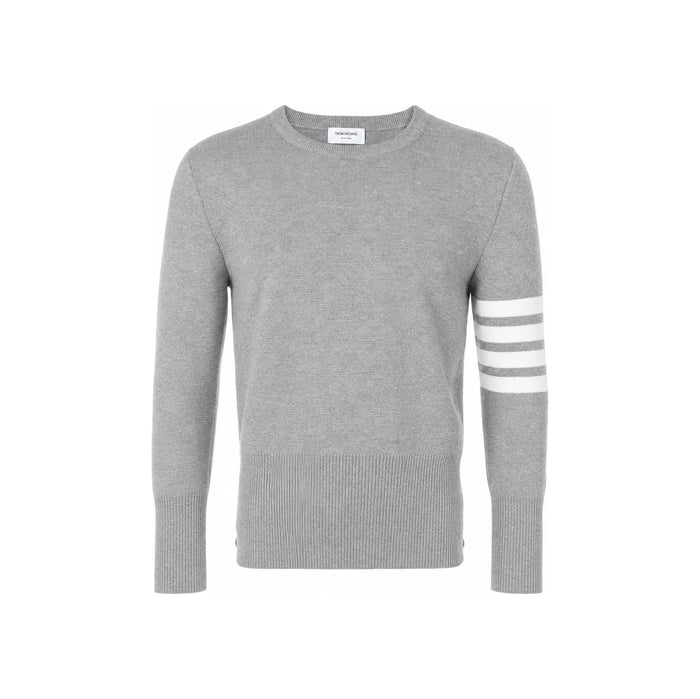 THOM BROWNE Gray Armband Stripe Wool Crewneck Sweater Unisex
