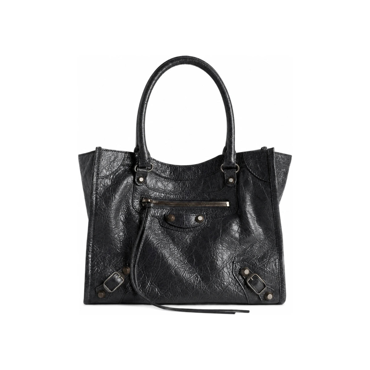 BALENCIAGA Le Cagole City Mini Tote Bag Black Leather