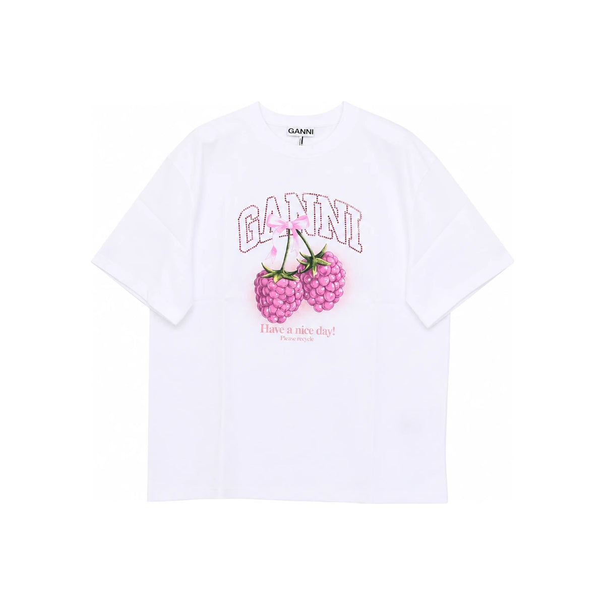 GANNI Heavy Cotton Jersey Raspberry Short Sleeve Women’s T-Shirt A1050140 151