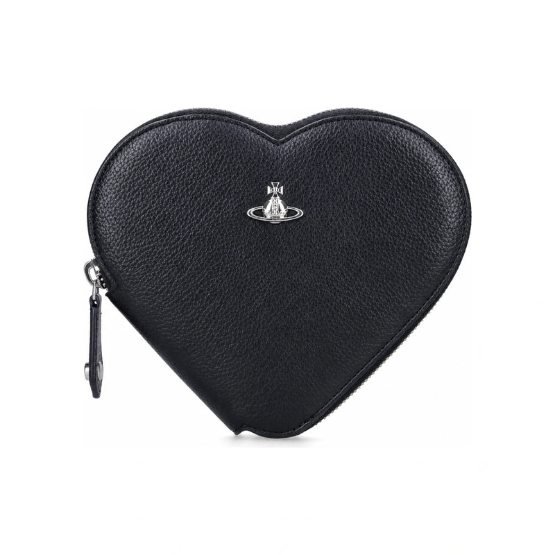 Vivienne Westwood Heart Chain Crossbody Bag Black Leather Women