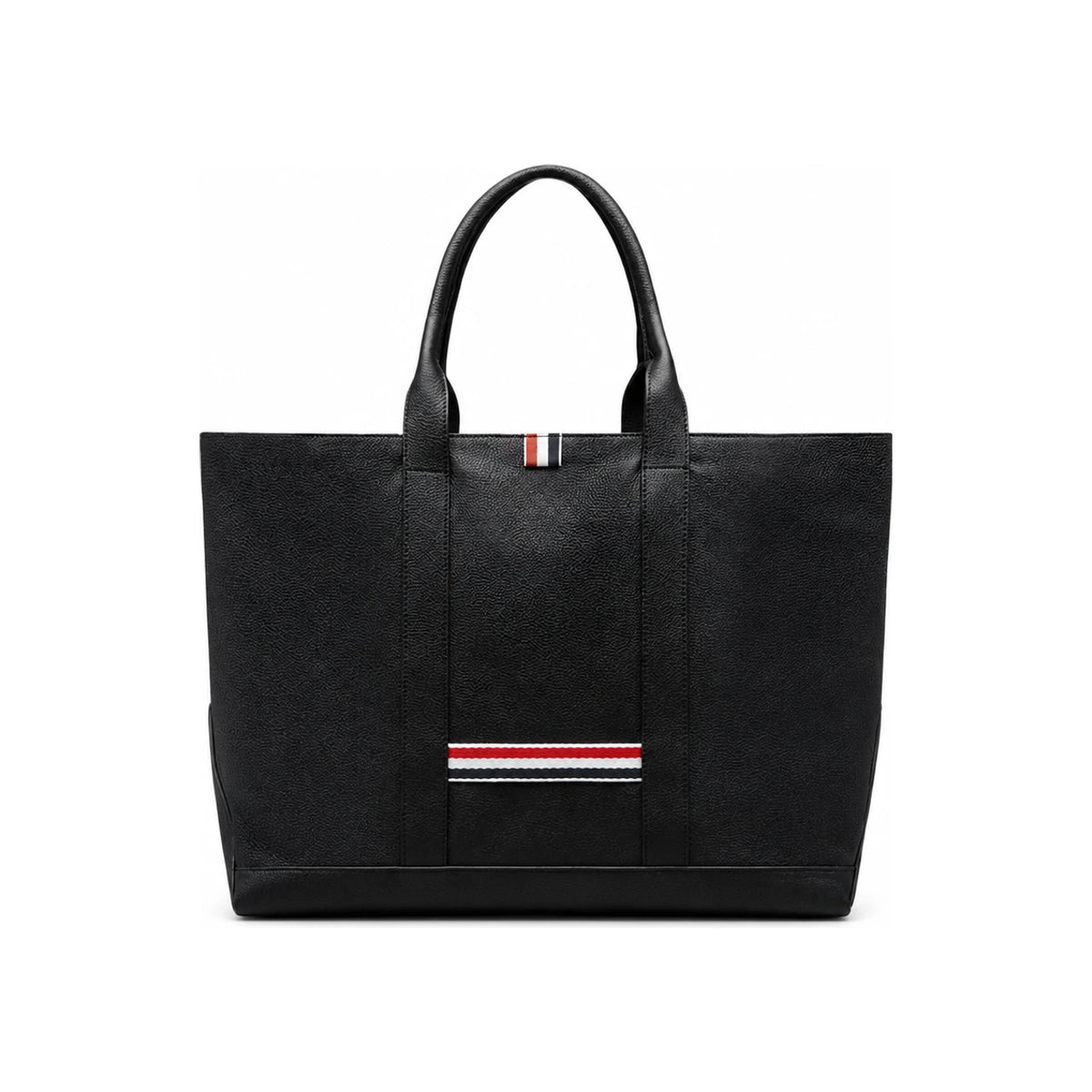 THOM BROWNE RWB Medium Tool Tote Bag Black Leather Tote