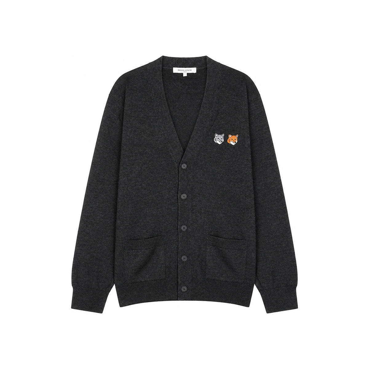 Maison Kitsune Double Fox Head Regular Cardigan for Men OM051CFKT1181 P190