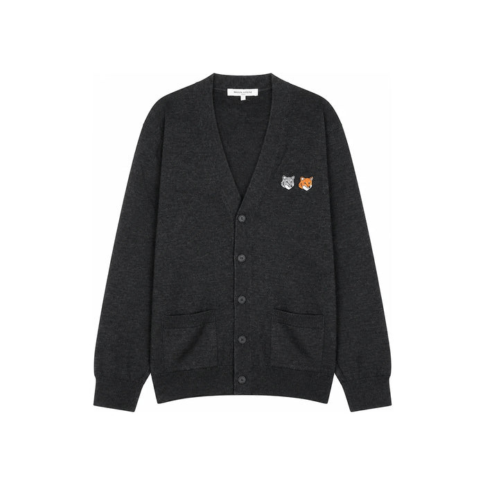 Maison Kitsune Double Fox Head Regular Cardigan for Men OM051CFKT1181 P190
