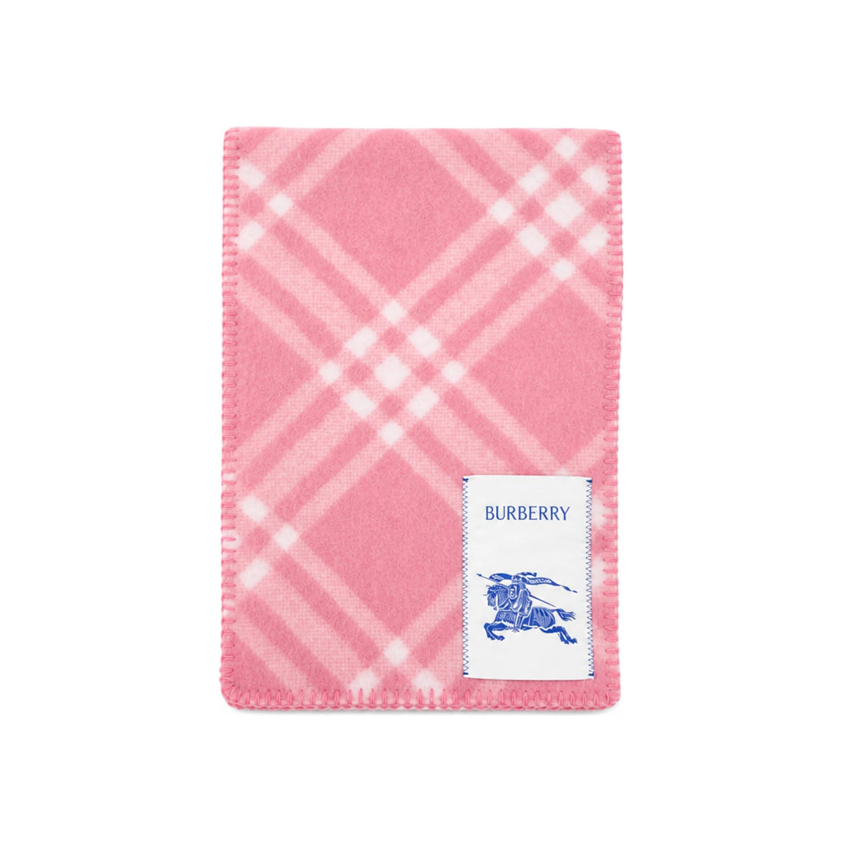 BURBERRY Tartan Check Wool Scarf Sugar Pink 8114367