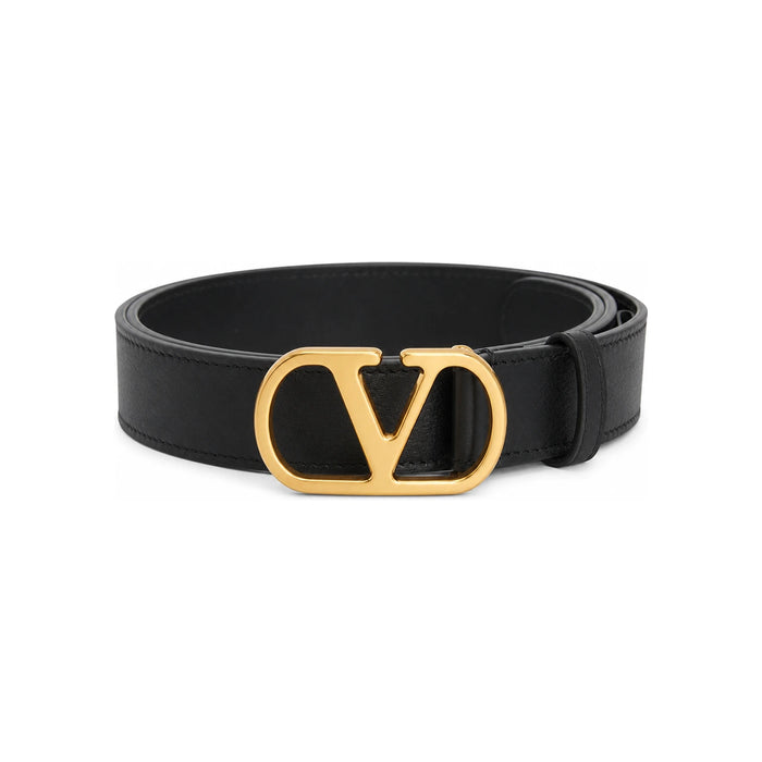 VALENTINO VLogo Signature Men's Leather Belt Black