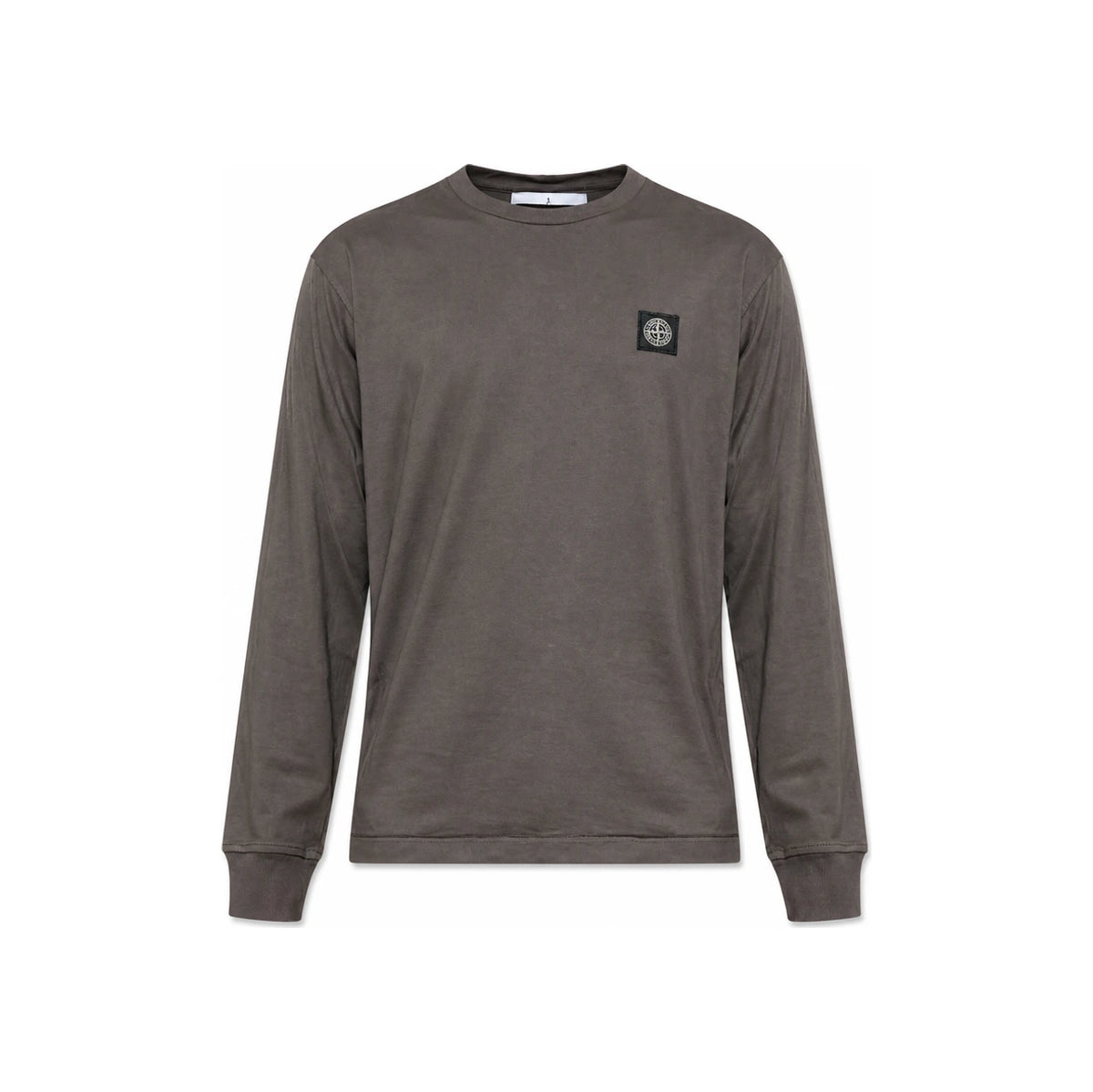 STONE ISLAND Logo Patch Men’s Long Sleeve T-Shirt Green Cotton