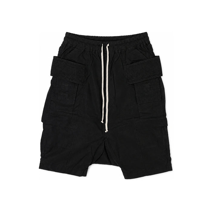 Rick Owens DRKSHDW Creatch Cargo Pods Black Cotton Ripstop Shorts