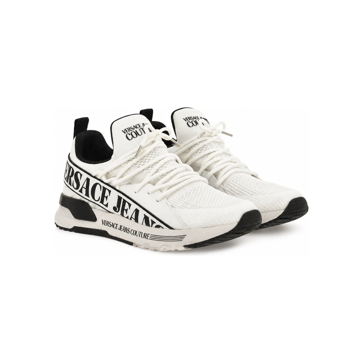 Versace White Leather Low-Top Sneakers for Men 80YA3SA3ZSE21003 WHITE DOM