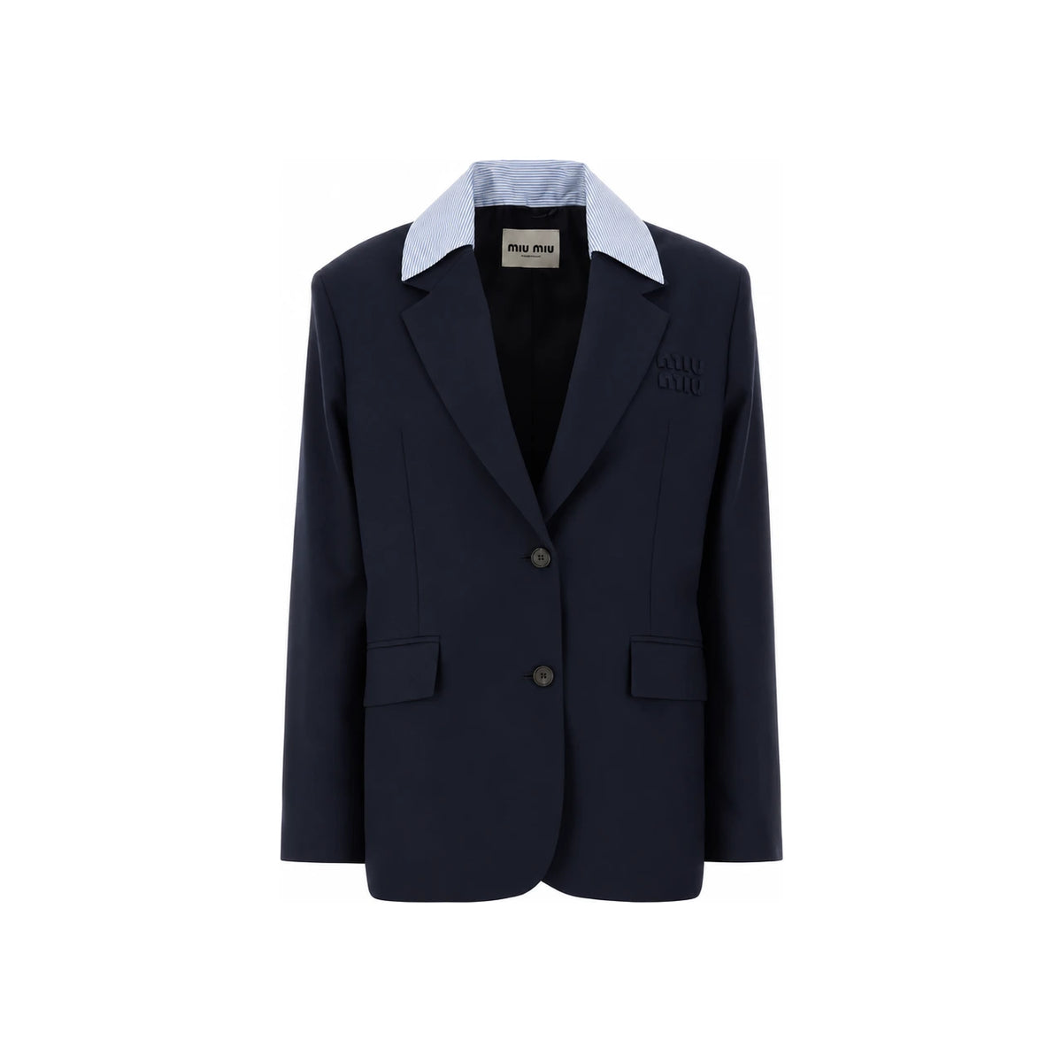 Miu Miu Black Wool Blend Single-Breasted Blazer Jacket