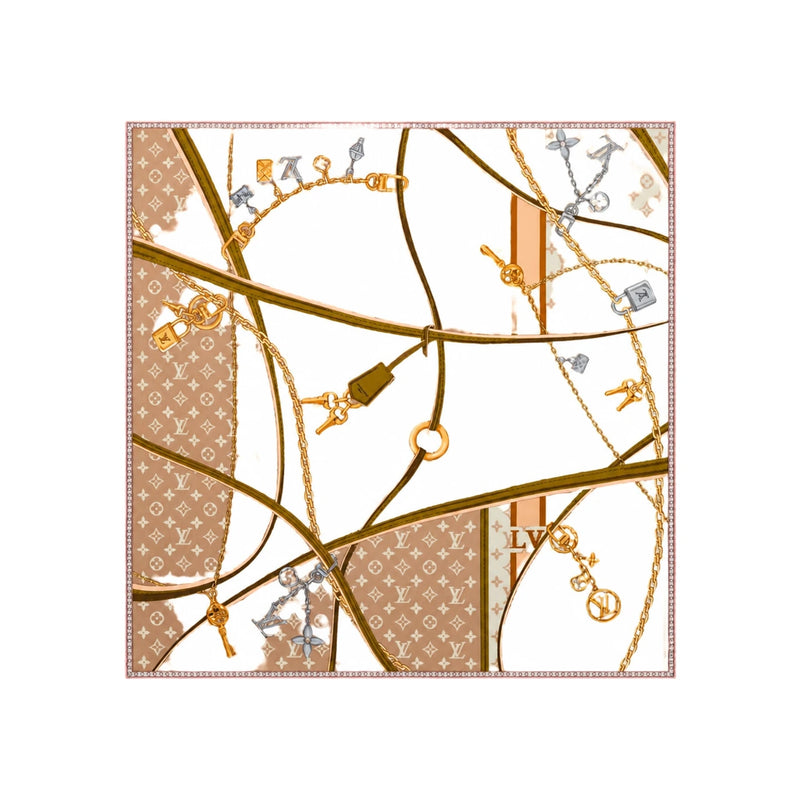 Louis Vuitton Beige Strap and Trunk Square Scarf 70