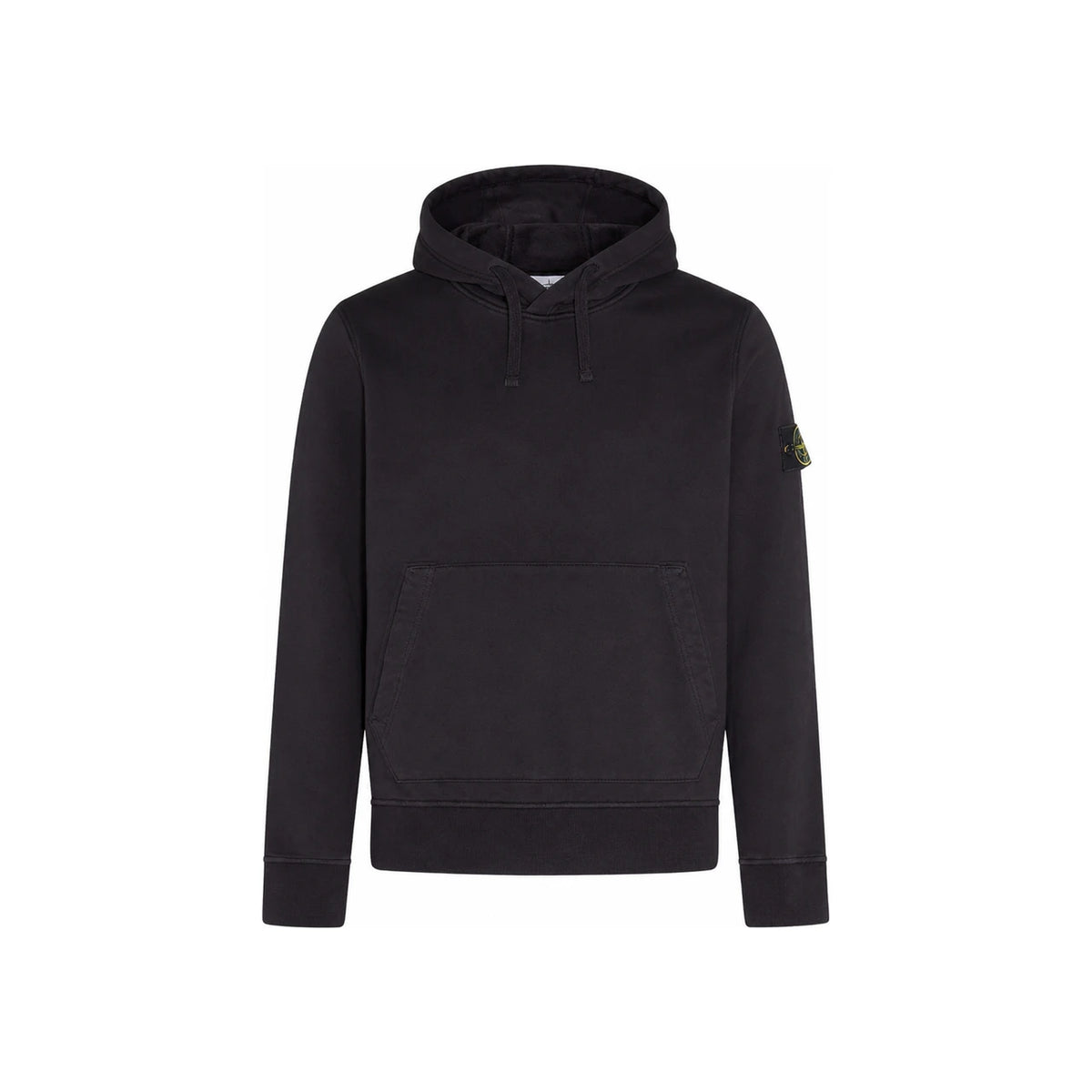 STONE ISLAND Black Woven Patch Logo Cotton Hoodie Unisex