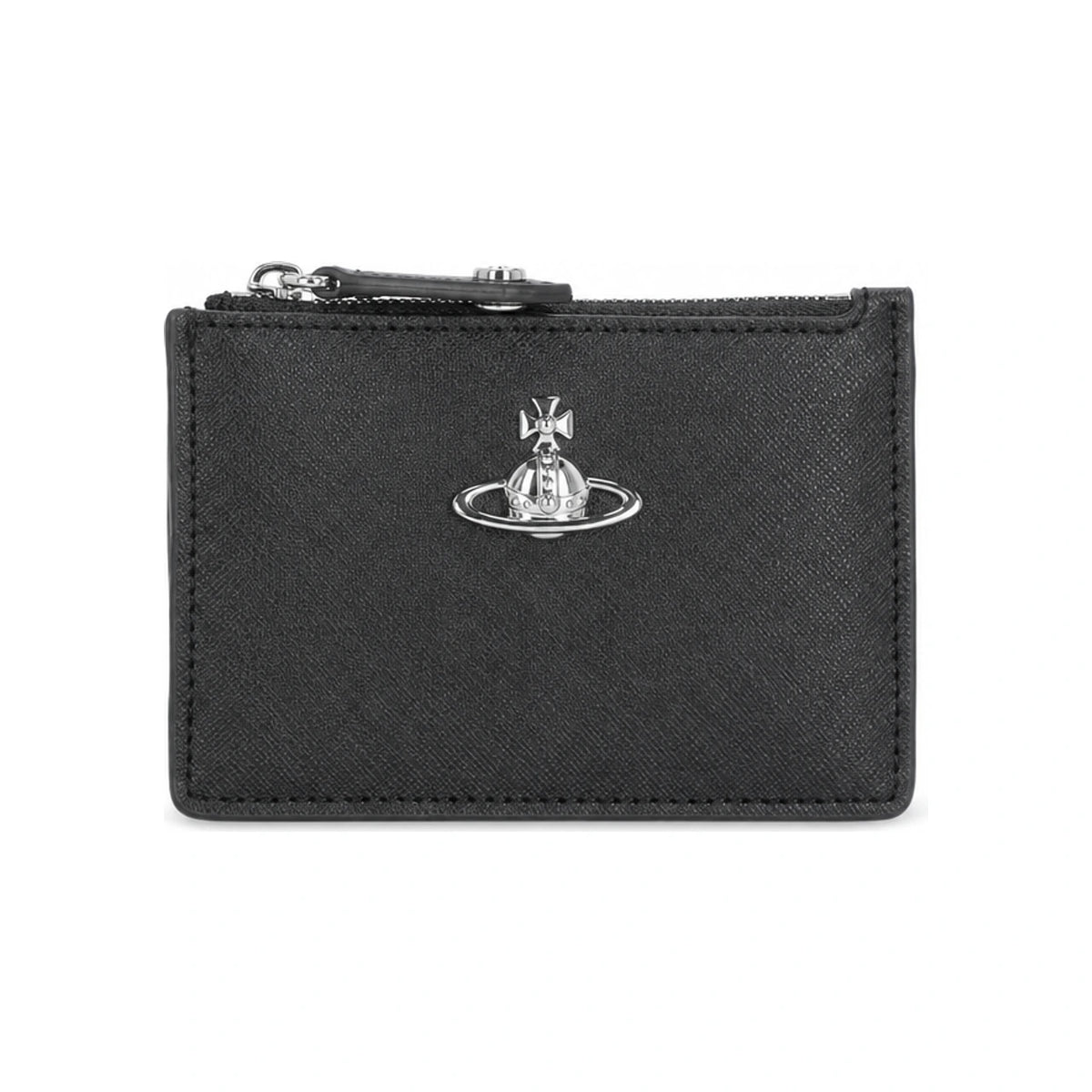 Vivienne Westwood Black Grain Leather Flap Card Holder Wall 54020011W S0021 N401