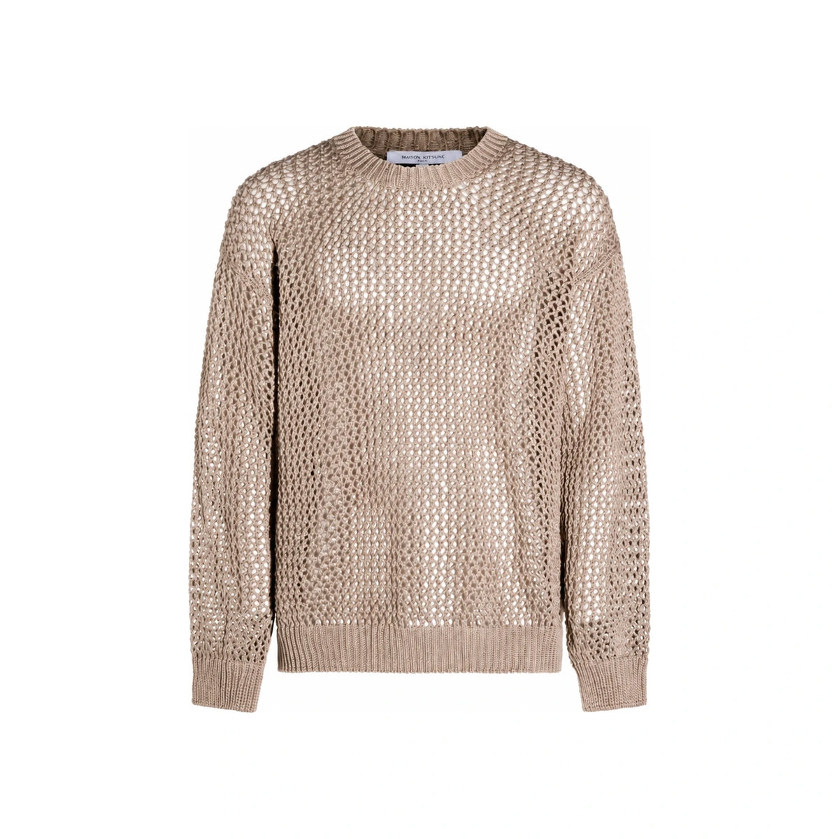 Maison Kitsune Cotton Blend Crewneck Knit Sweater for Men Navy