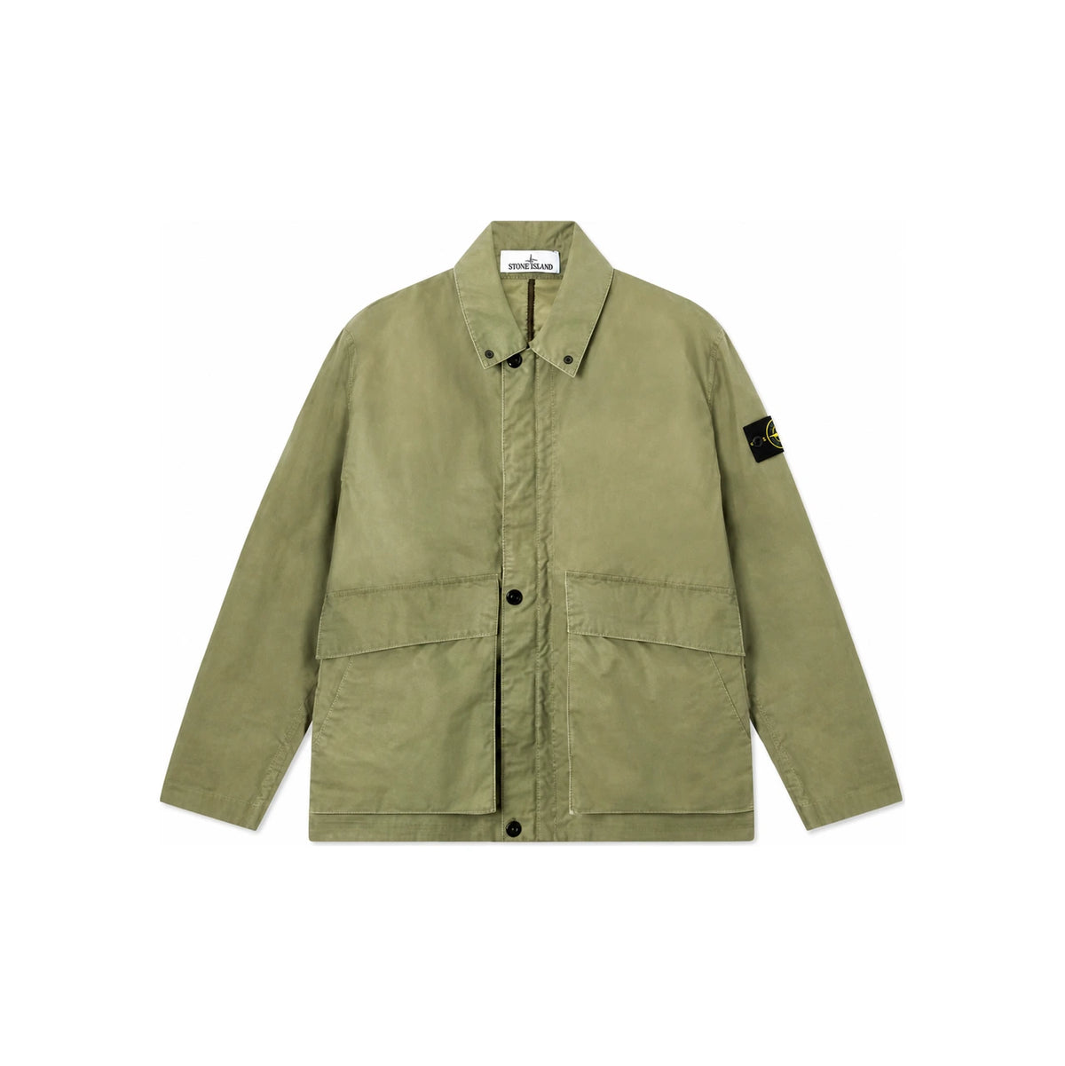 STONE ISLAND Wax-Coated Coach Jacket Military Green Men’s