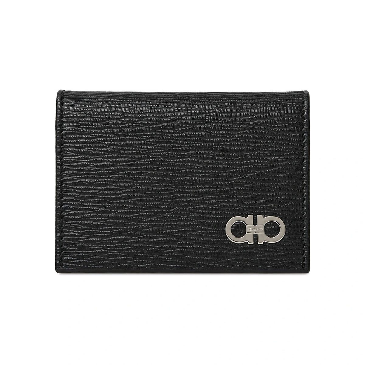 Ferragamo Gancini Leather Card Holder Black Blue Men’s
