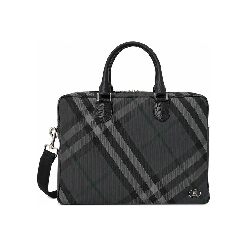 BURBERRY Grid Check Leather Men’s Briefcase Bag 8116532