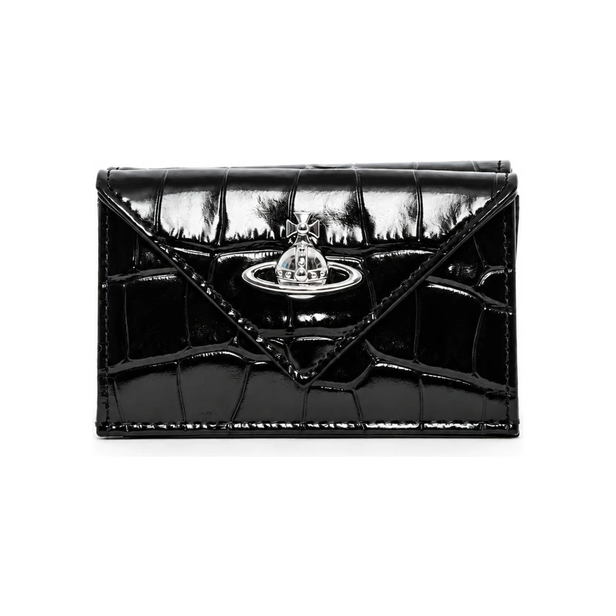 Vivienne Westwood Crocodile-Embossed Leather Small Wallet Black