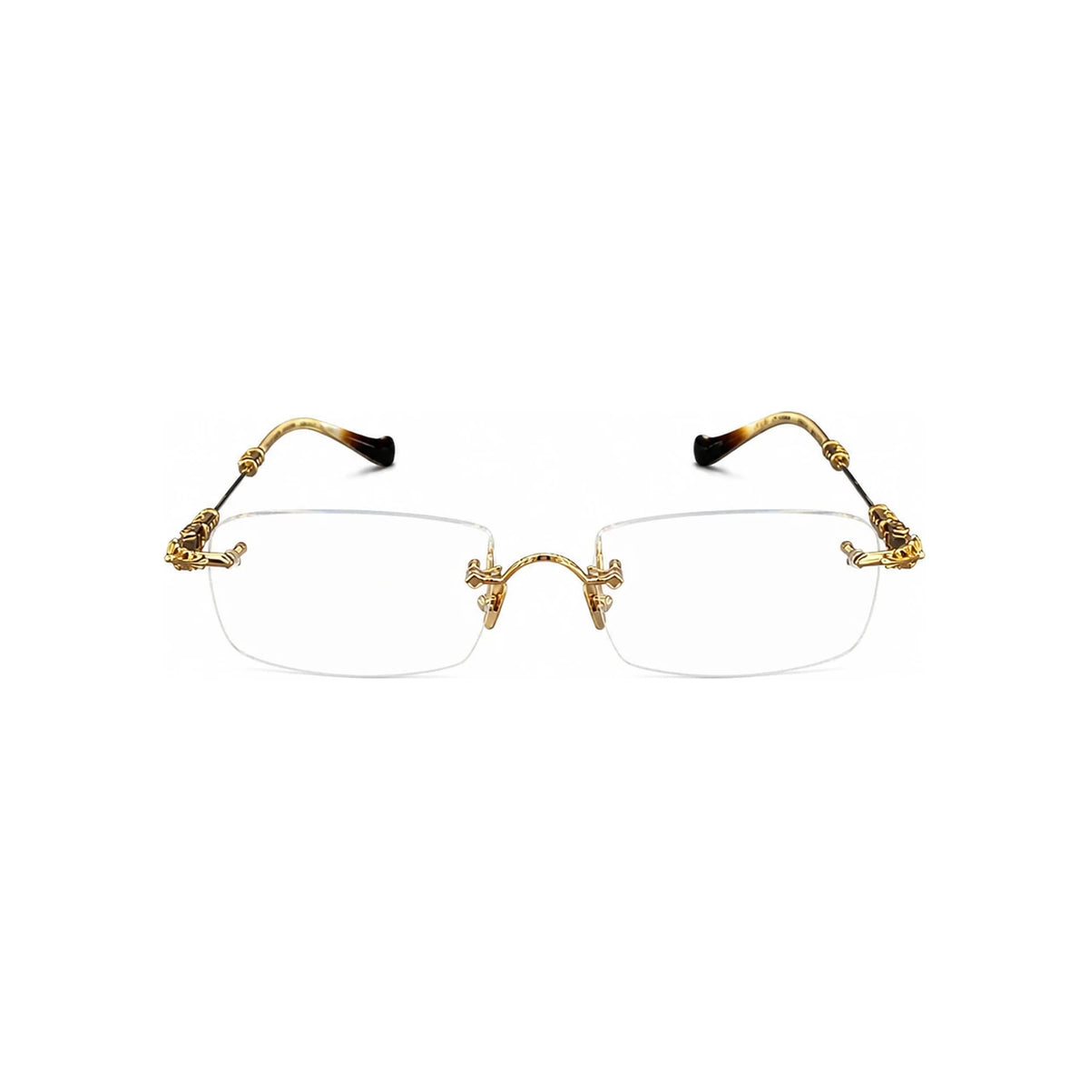 Chrome Hearts Gold Plate Brown Bone Brown Eyeglasses