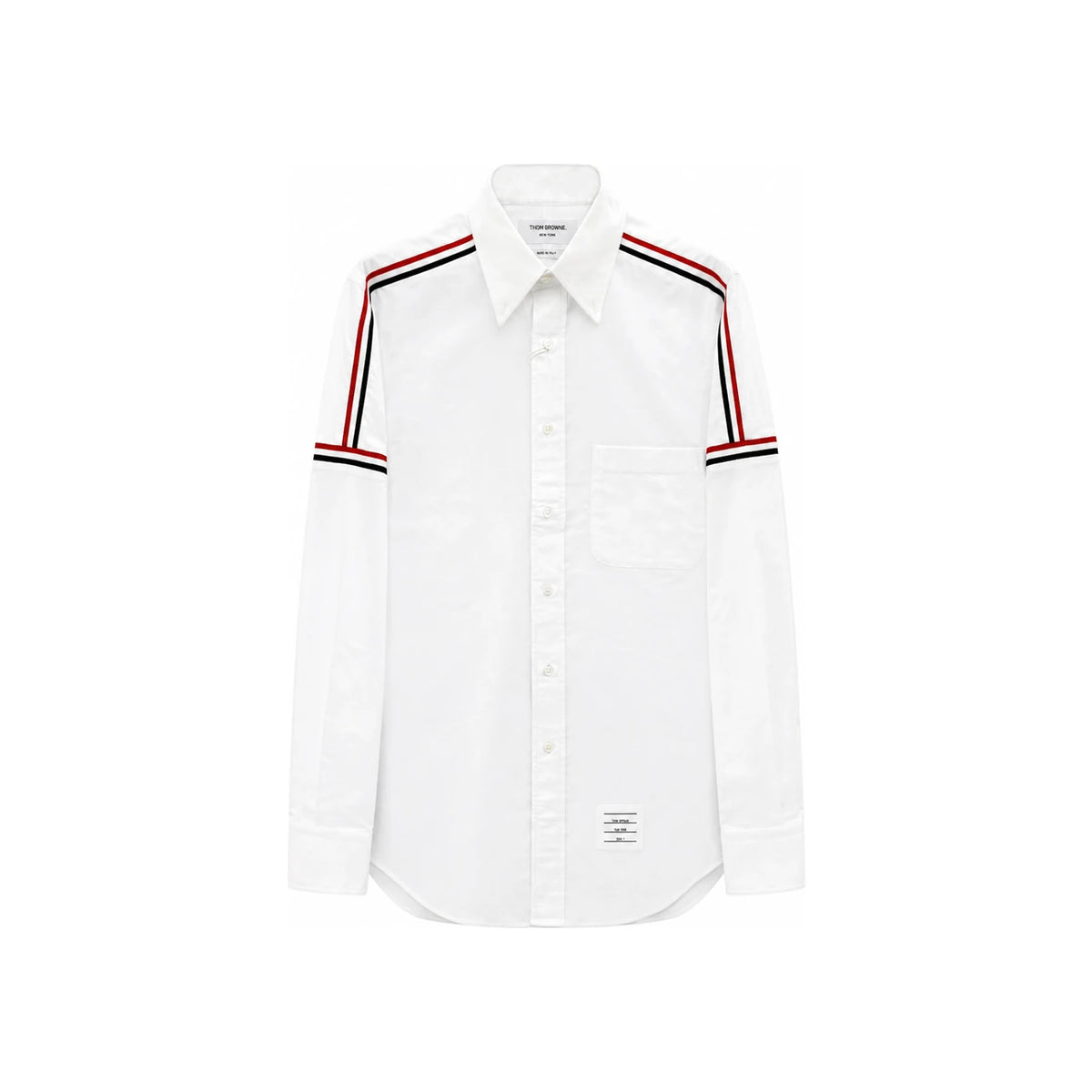 THOM BROWNE Oxford Shirt with Arm Stripe Detail Long Sleeve White