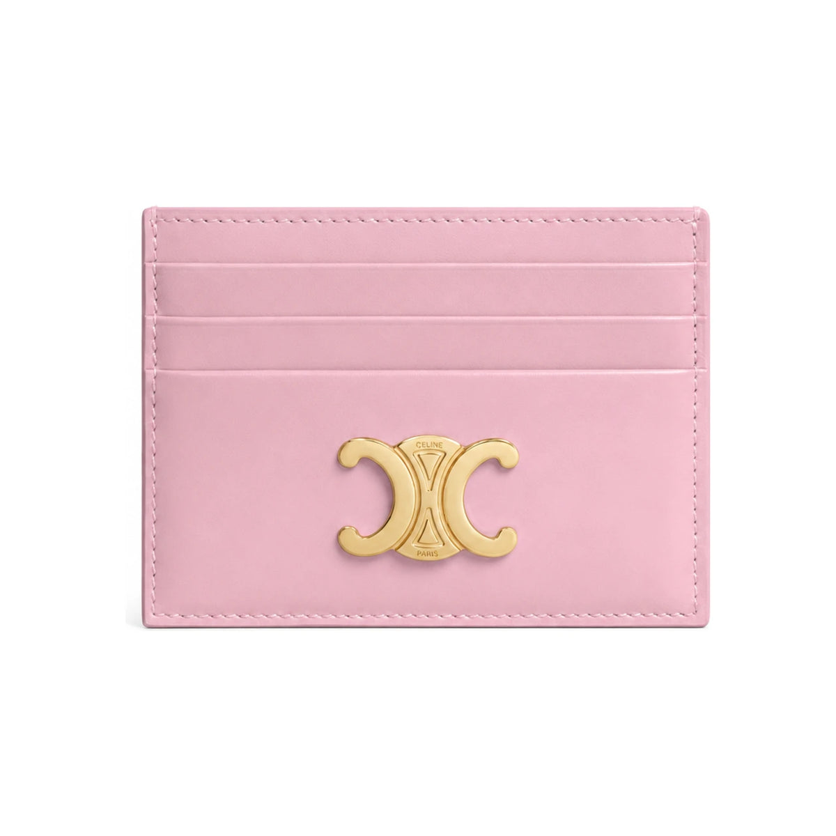 CELINE Triomphe Shiny Calfskin Card Holder Dirty Pink