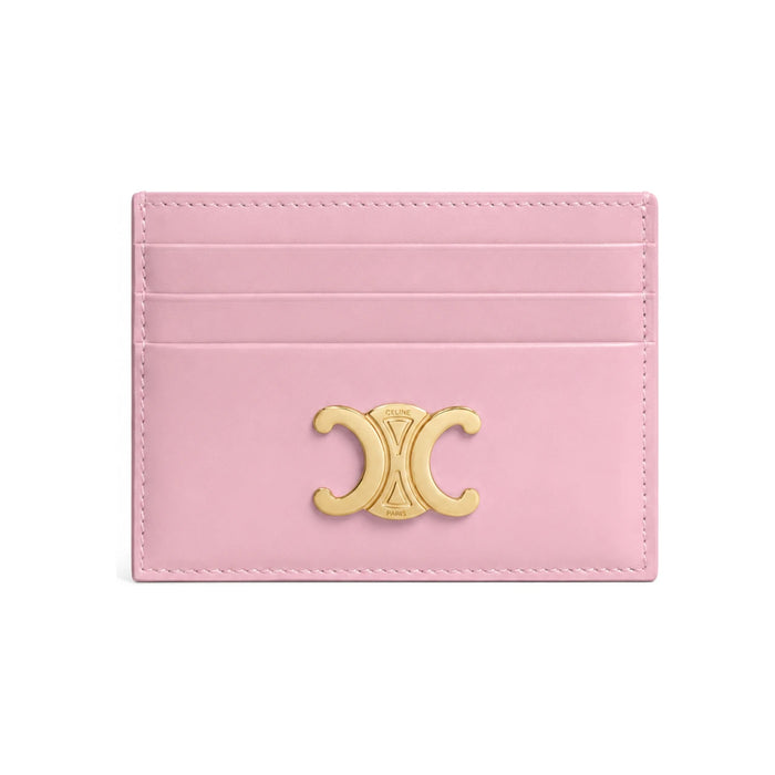 CELINE Triomphe Shiny Calfskin Card Holder Dirty Pink