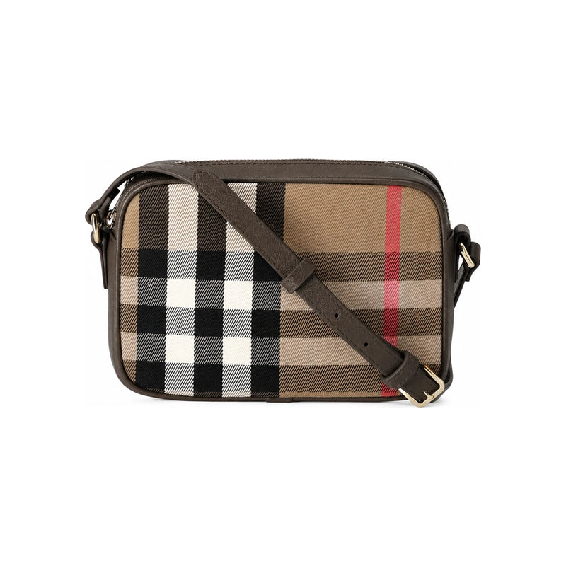 BURBERRY House Check Camera Crossbody Bag Ebony Brown Small 81140711