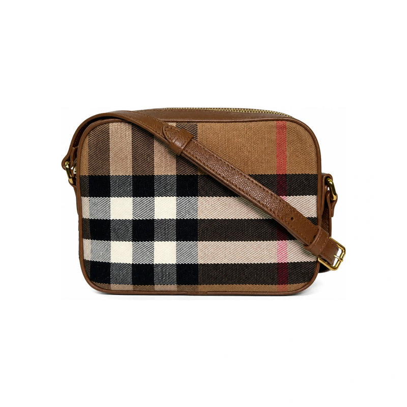BURBERRY House Check Brown Small Camera Crossbody Bag 81140721