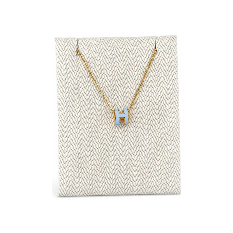 HERMES Mini Pop H Necklace Blue Polar Yellow Gold