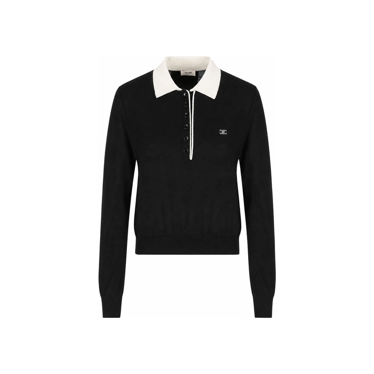 CELINE Women’s Cashmere Silk Polo Knit Sweater RX0FD0W27 38OF