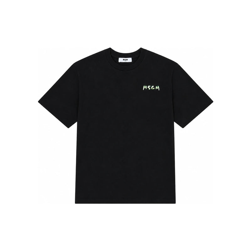 MSGM Kids Women Small Logo Painting Black Short Sleeve T-Shirt