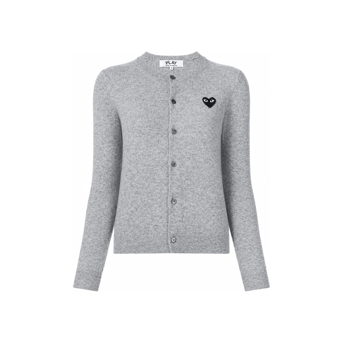 Comme des Garcons Grey Cardigan with Black Heart Patch Women’s
