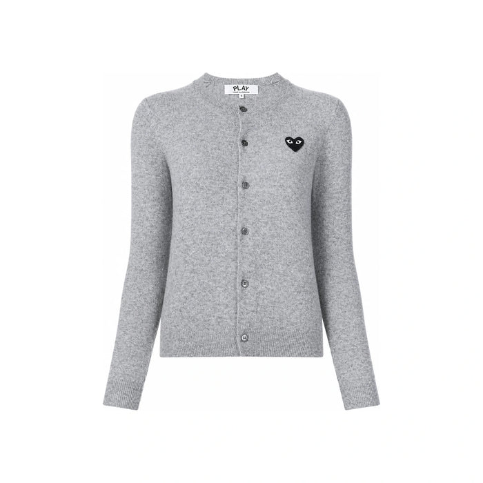 Comme des Garcons Grey Cardigan with Black Heart Patch Women’s
