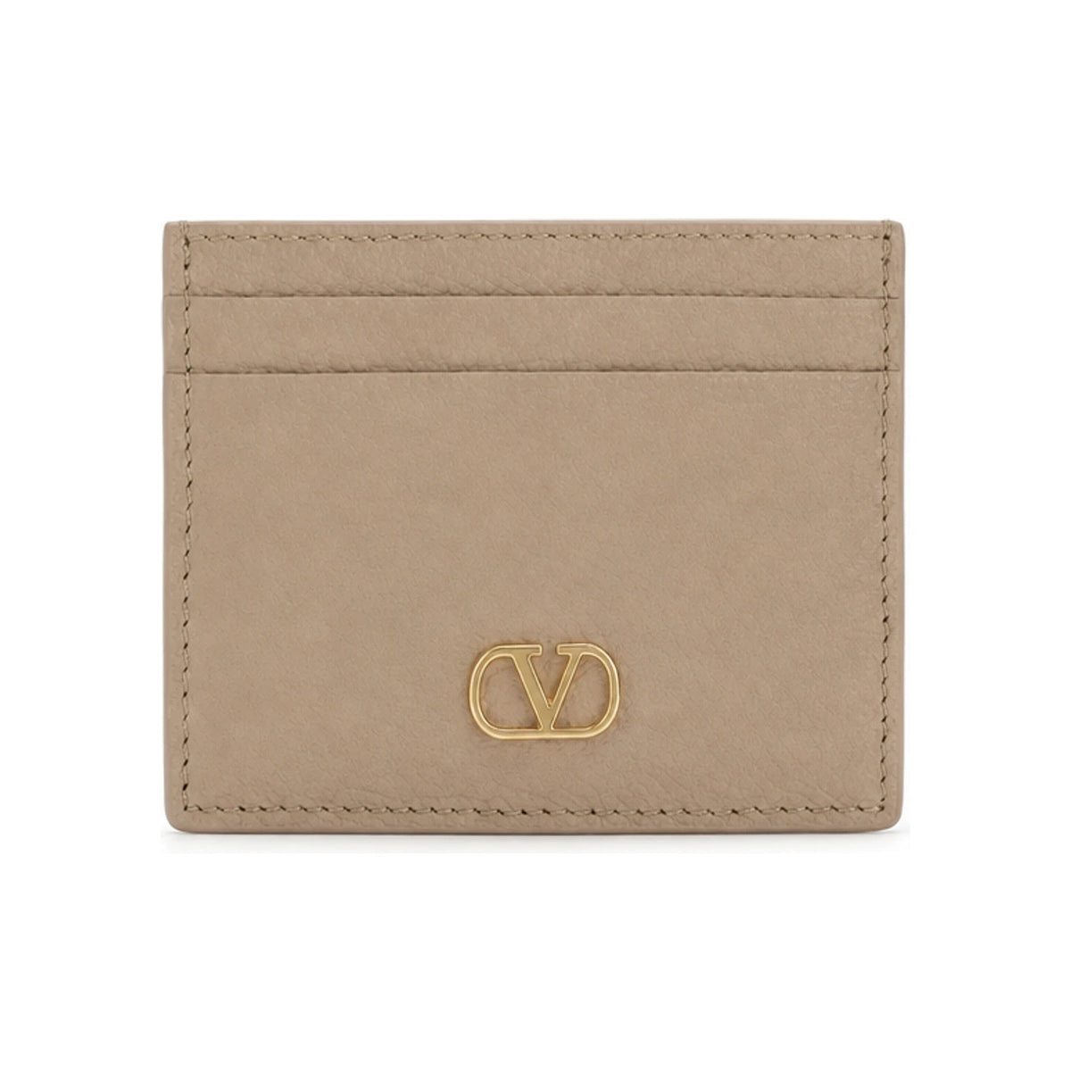 VALENTINO V Logo Signature Leather Card Holder Wallet Black