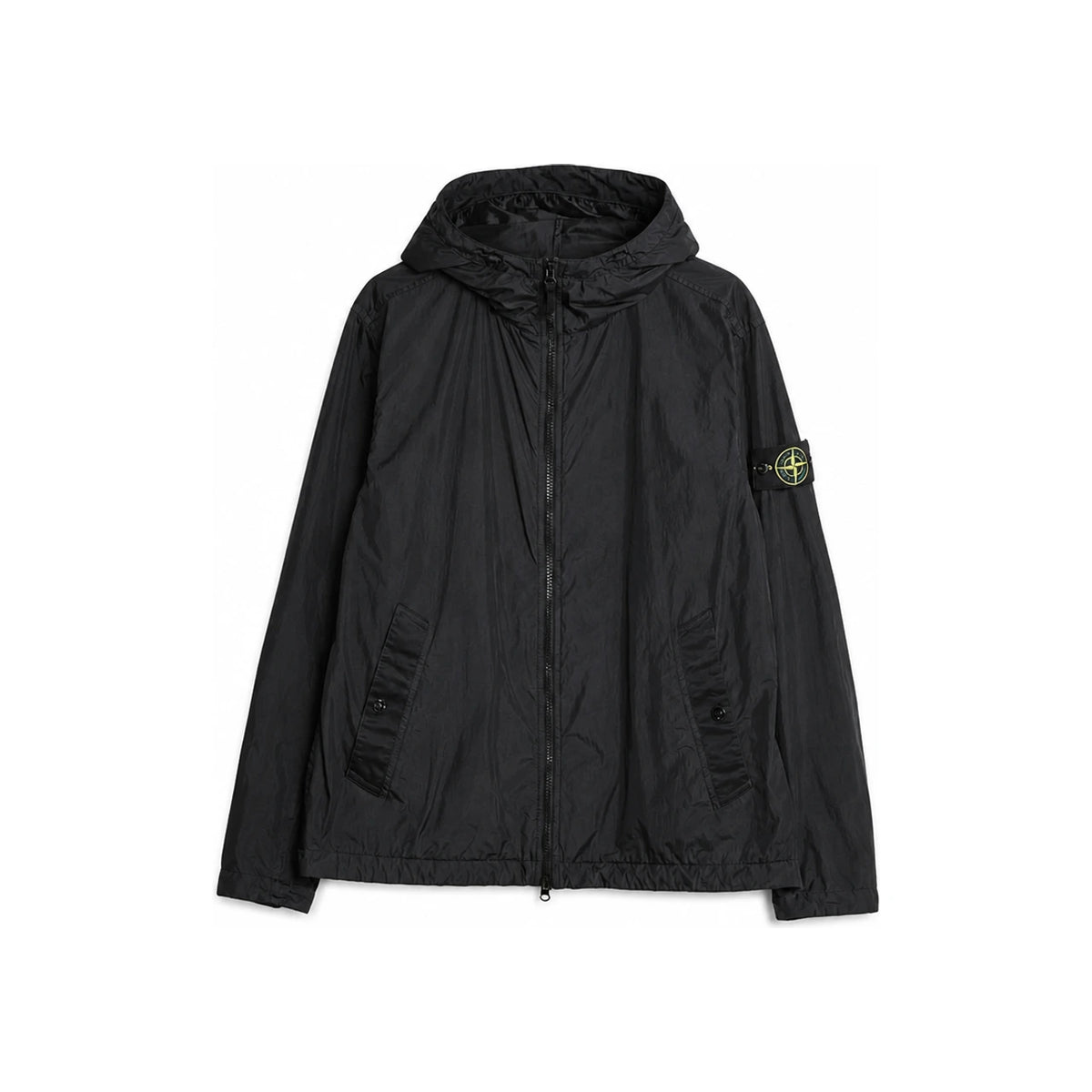 STONE ISLAND Black Crinkle Reps Anti-Drop Windbreaker Jacket