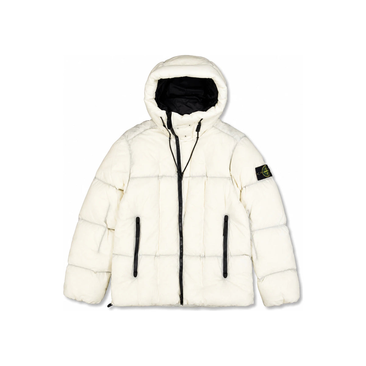 STONE ISLAND Faded Nylon Hooded Down Jacket Ivory Men’s
