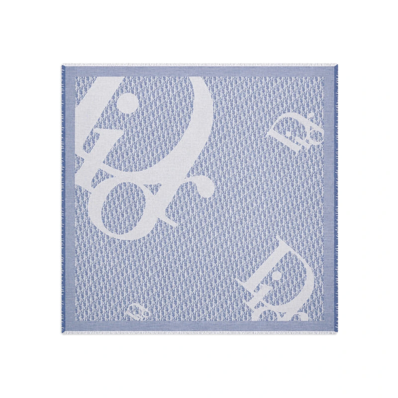DIOR Trianon Gray Cotton Cashmere Silk Jacquard Scarf 62TS120I1054C807