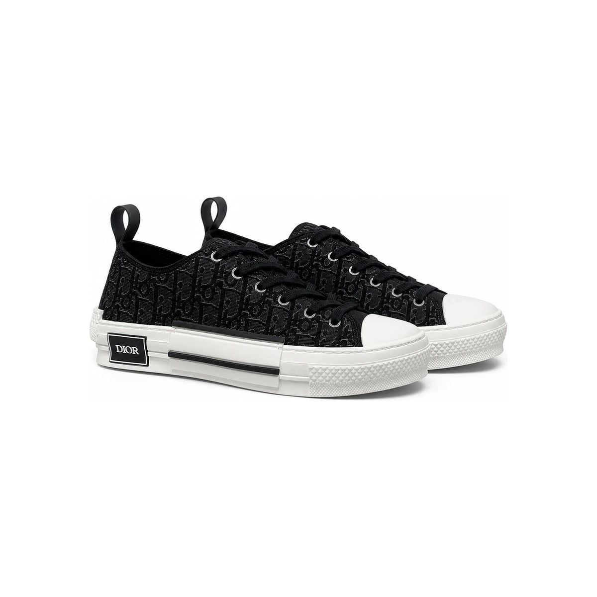 DIOR MEN Black Oblique Jacquard B23 Low-Top Sneakers 3SN340 ABS H900