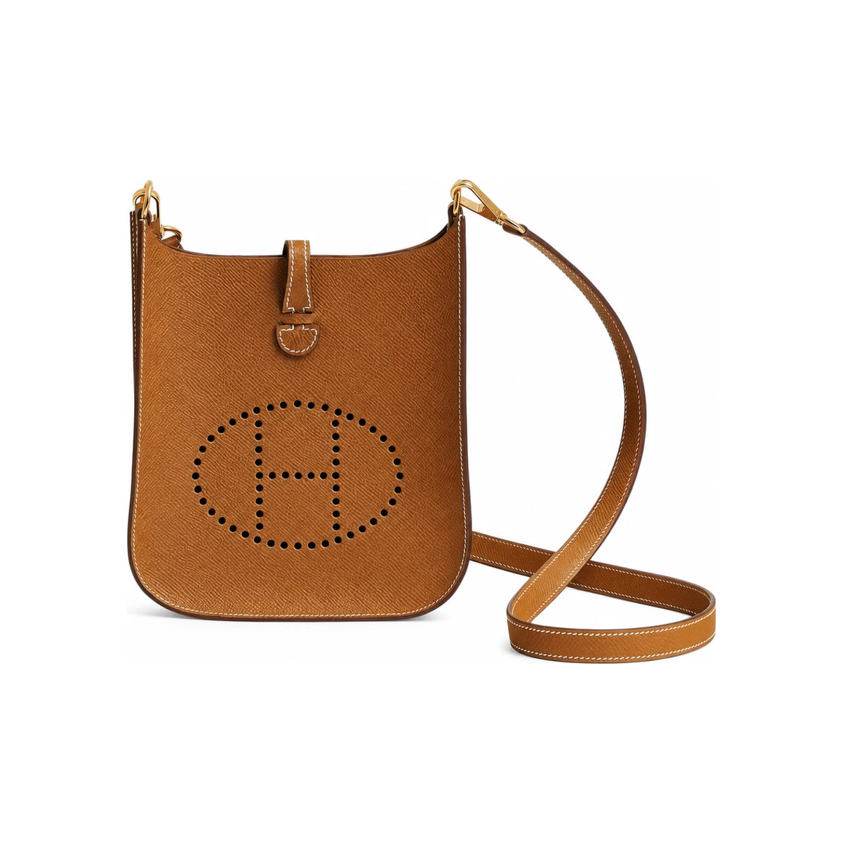 HERMES Evelyne Mini 16 Sellier Crossbody Bag Etoupe Gold Hardware