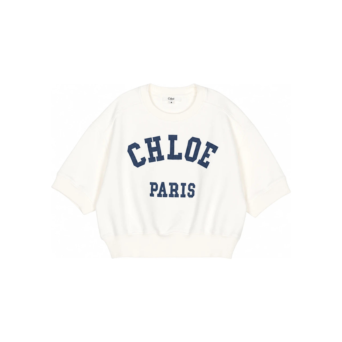 Chloe Kids Women Logo Embroidered Crop Short Sleeve T-Shirt White C20844 117