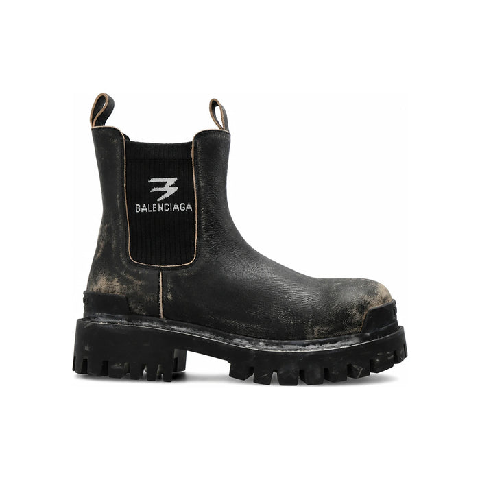 BALENCIAGA Strike Chelsea Boots Men’s Black Leather