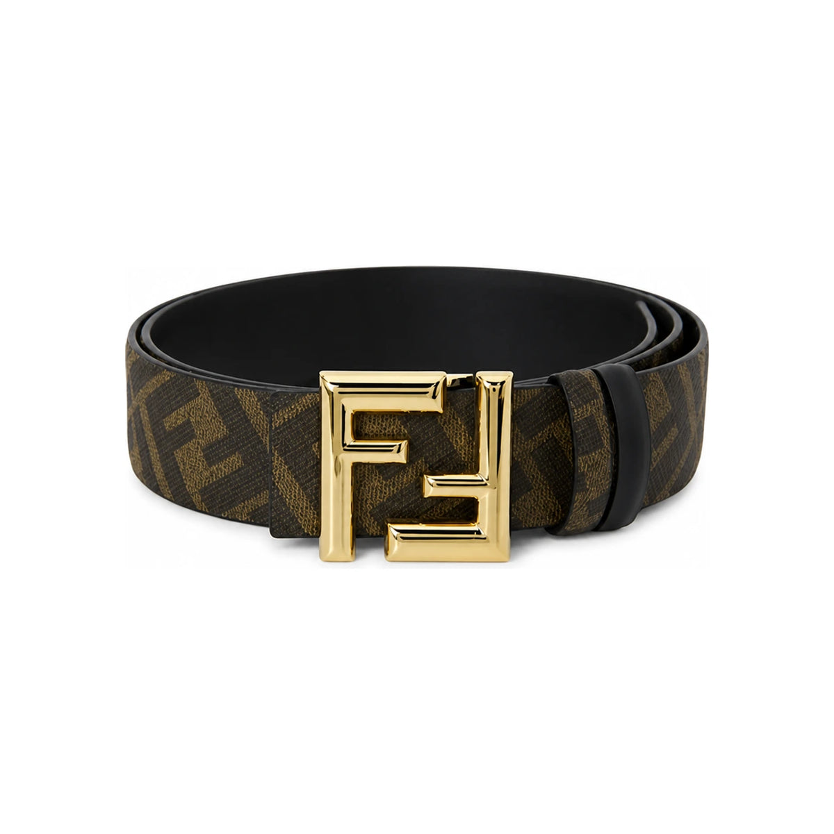 FENDI FF Logo Reversible Brown Leather Belt