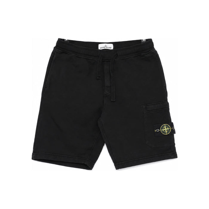 STONE ISLAND Cotton Fleece Cargo Pocket Shorts Black
