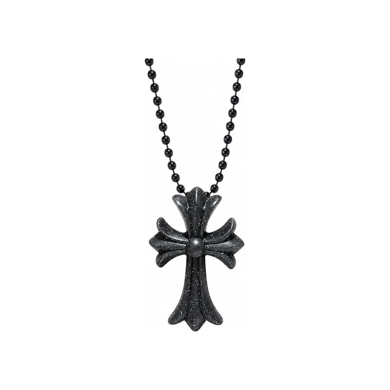 Chrome Hearts Black Glitter CH Cross Pendant Necklace