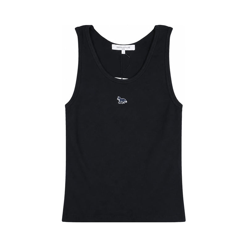 Maison Kitsune Baby Fox Patch Tank Top Sleeveless Tee White Women