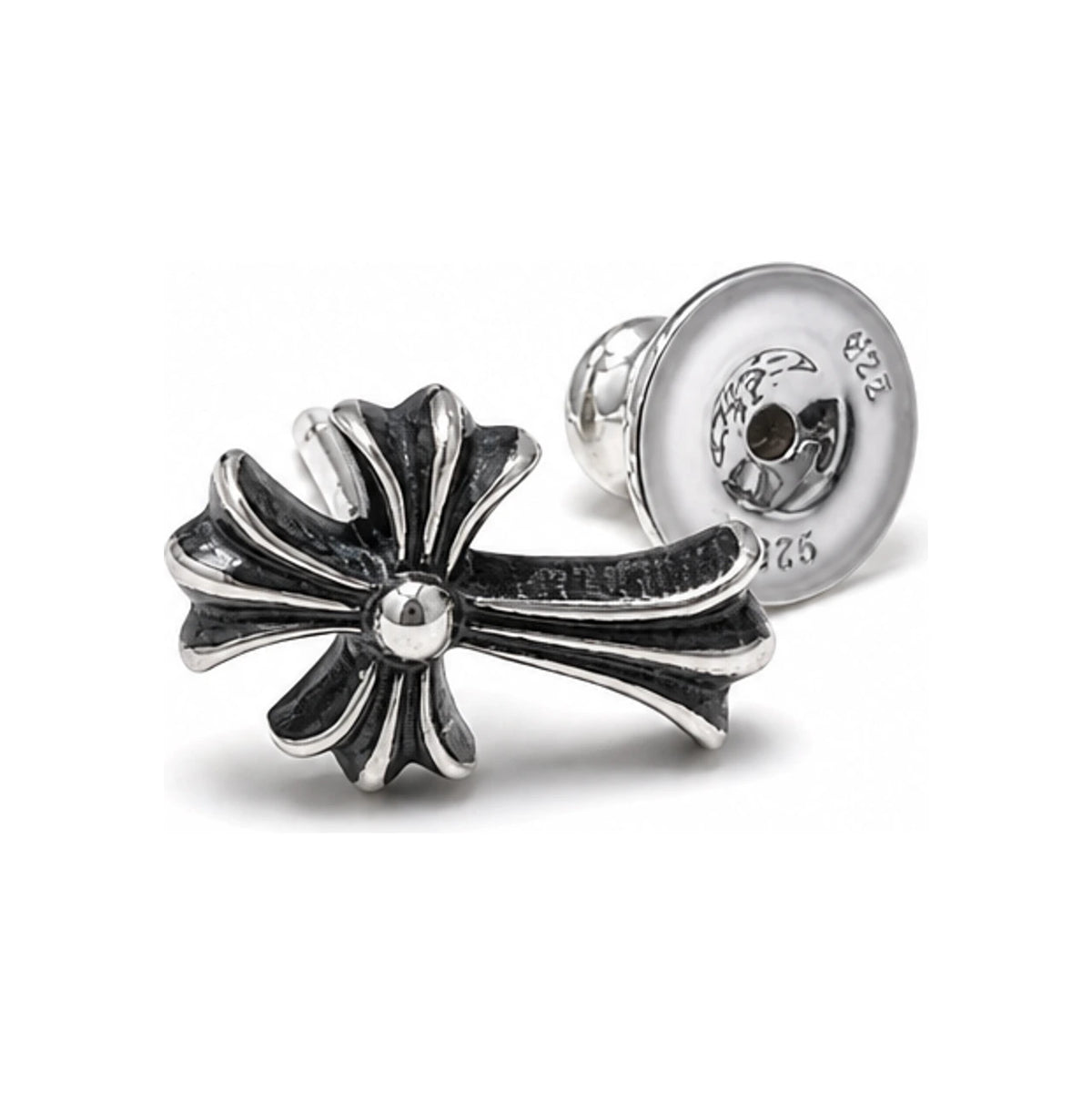 Chrome Hearts Sterling Silver CH Tiny Baby Fat Earrings Unisex