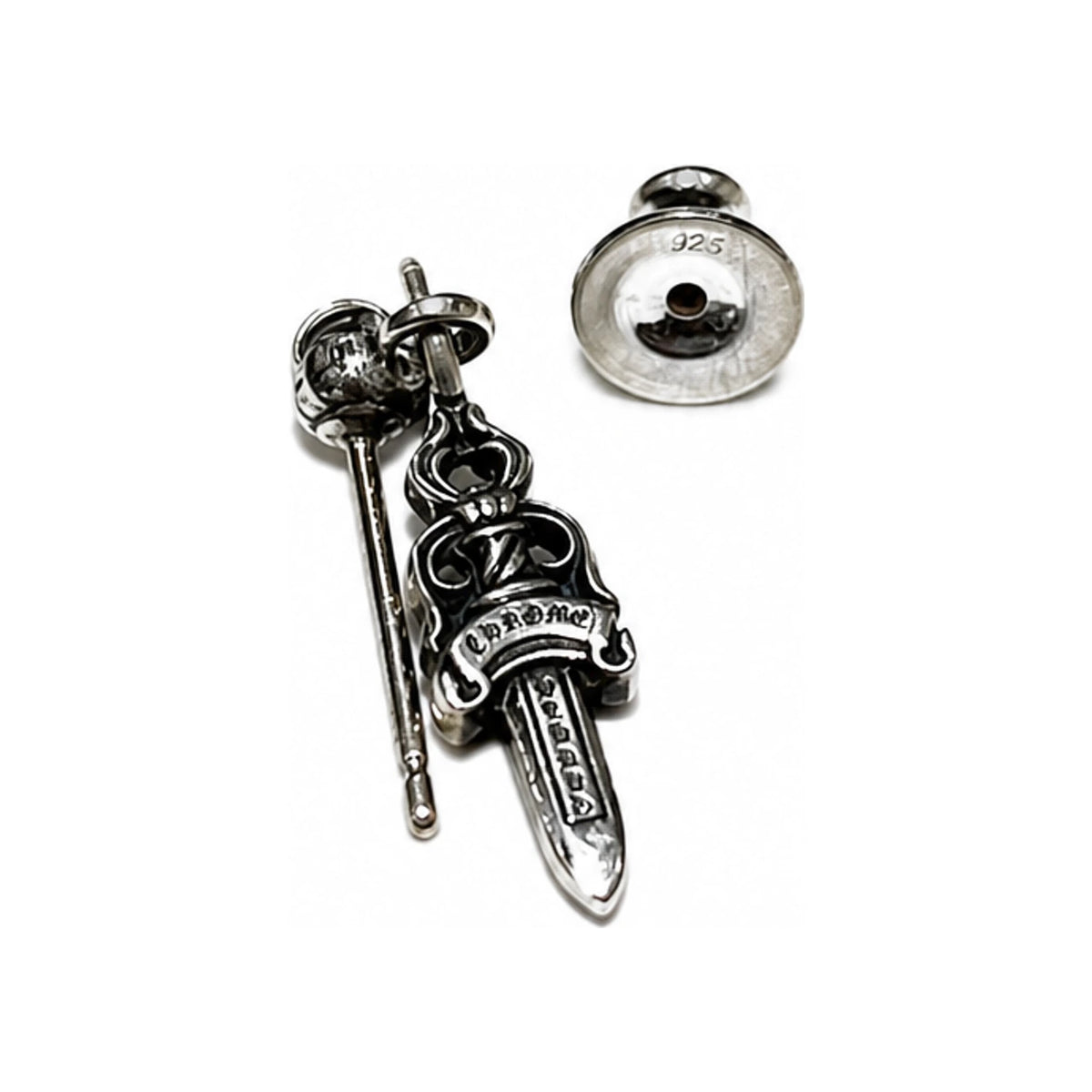 Chrome Hearts Silver CH Dagger Earring Unisex Jewelry