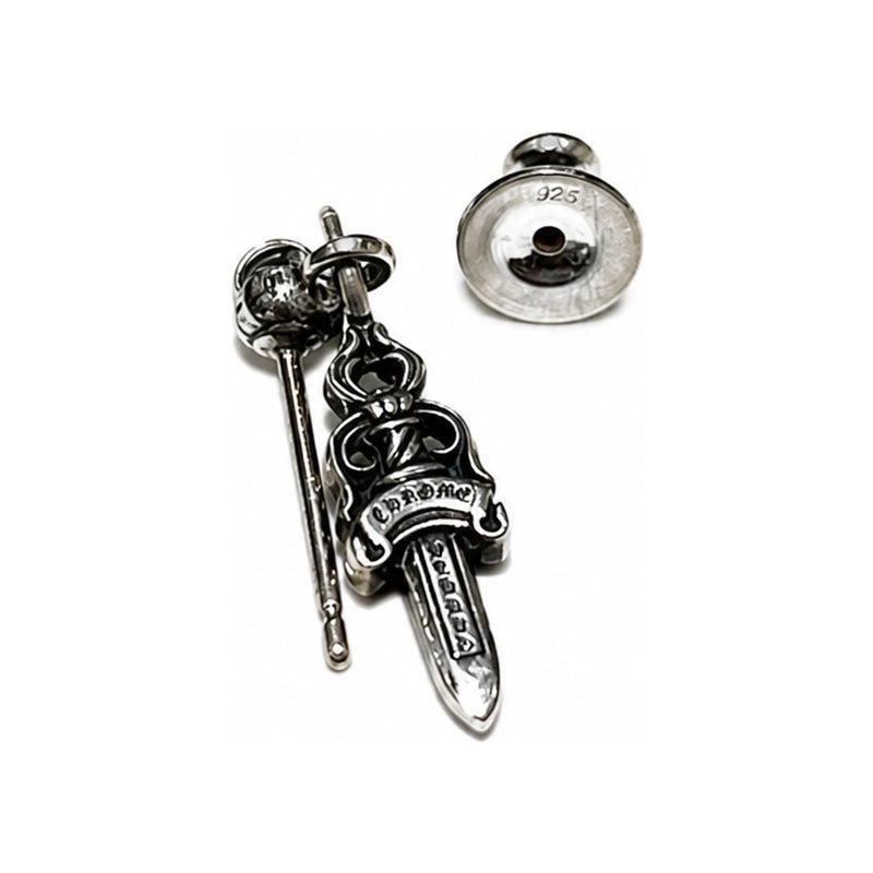 Chrome Hearts Silver CH Dagger Earring Unisex Jewelry
