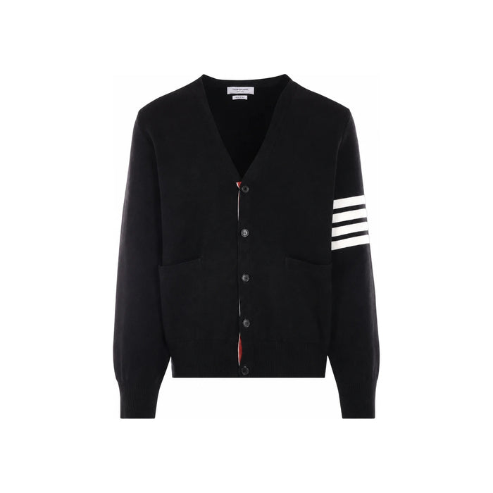 THOM BROWNE Black Milano Stitch Diagonal Stripe Cardigan Men