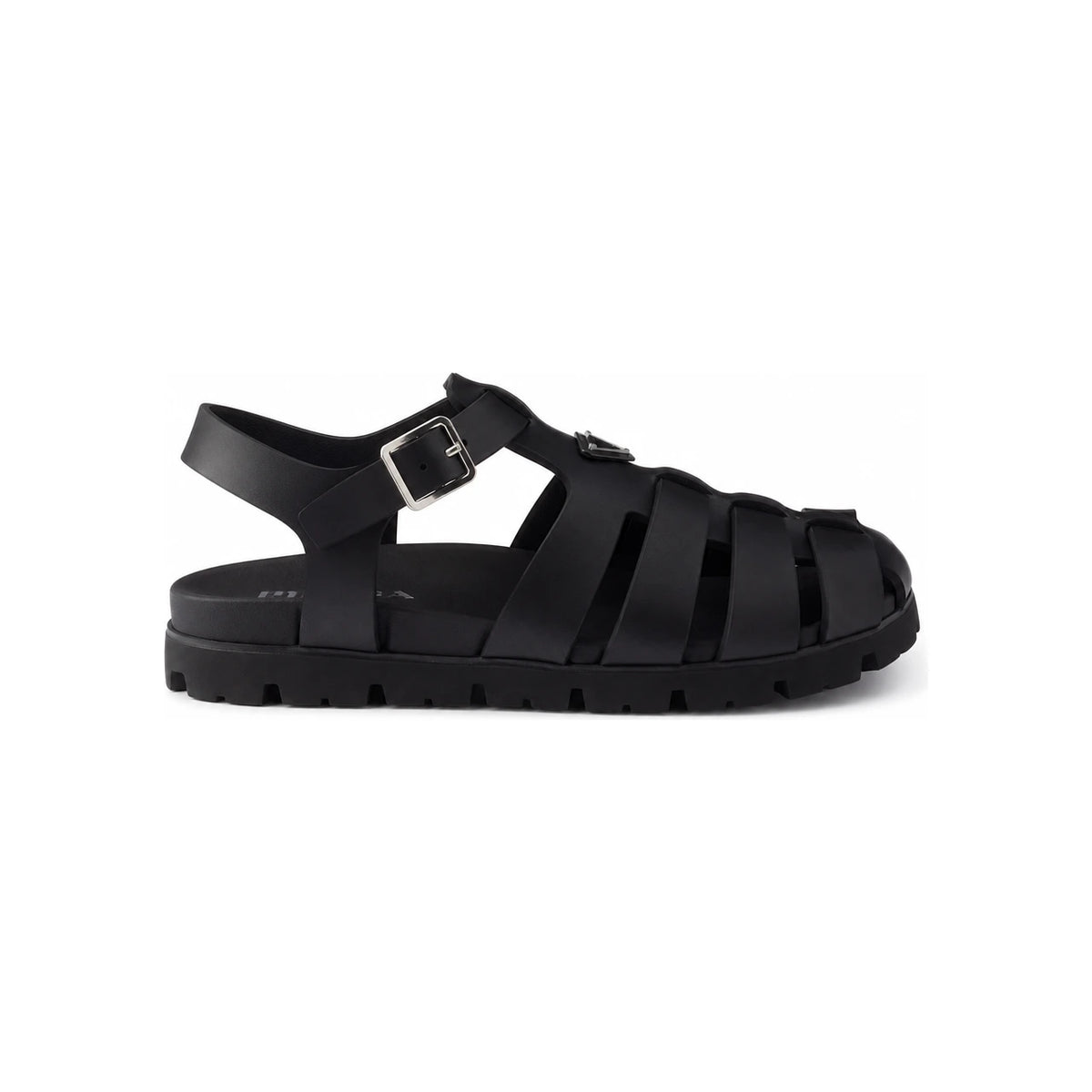 PRADA Black Leather Strappy Sandals Men