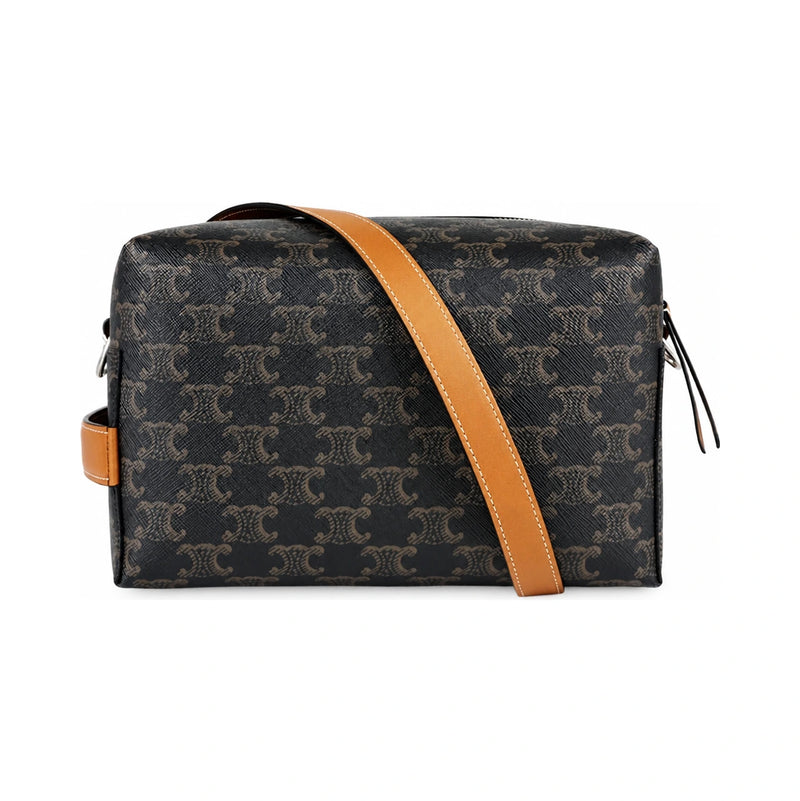 CELINE Triomphe Canvas Calfskin Take Away Crossbody Bag